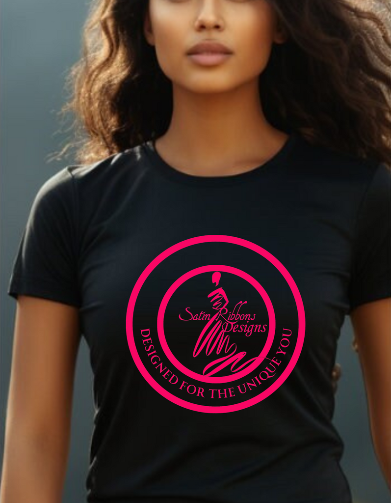 Satin Ribbons Designs Signature Logo Black Tee